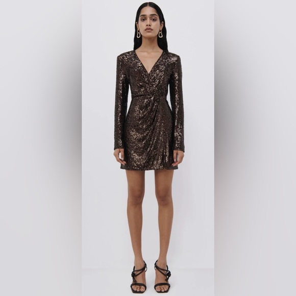 Jonathan Simkhai The Monty Hammered Sequin Blazer Dress in Sable - Picture 5 of 13